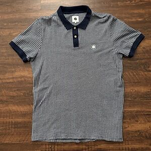 Pretty Green blue and white checkered polo 100% cotton
